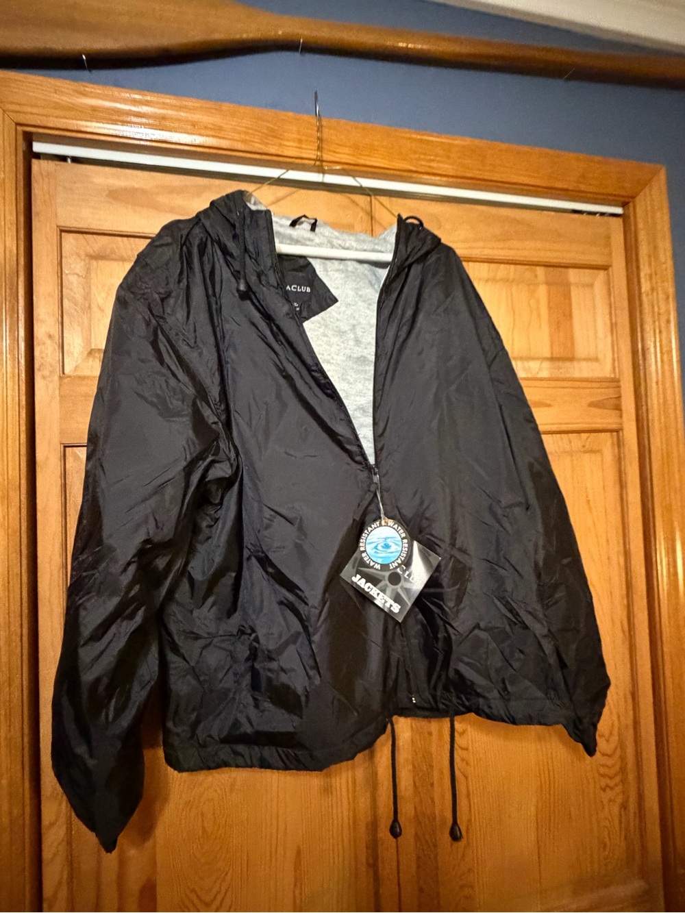 Black Hooded Windbreaker Jacket - Packable Lightweight Shell